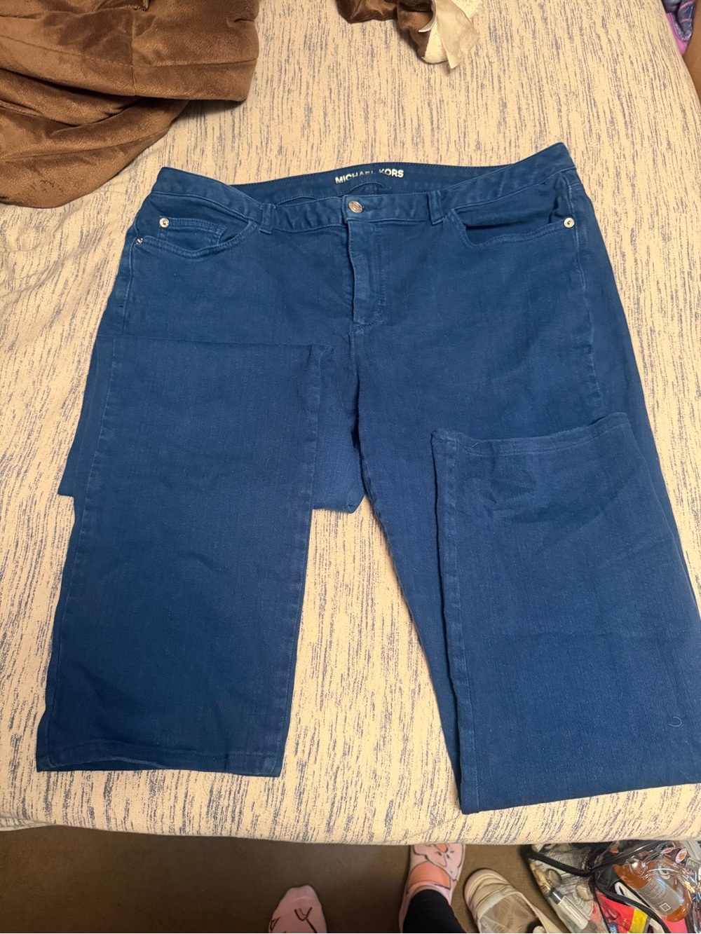 Michael Kors Dark Blue Denim Jeans with Silver Hardware